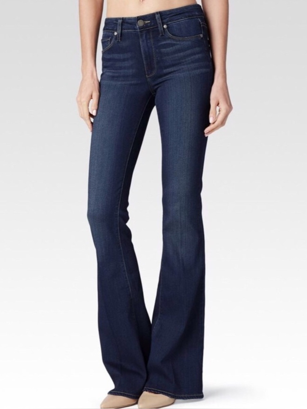 PAIGE High Rise Bell Canyon Flare Jeans 27 Nottingham Dark Wash Retro